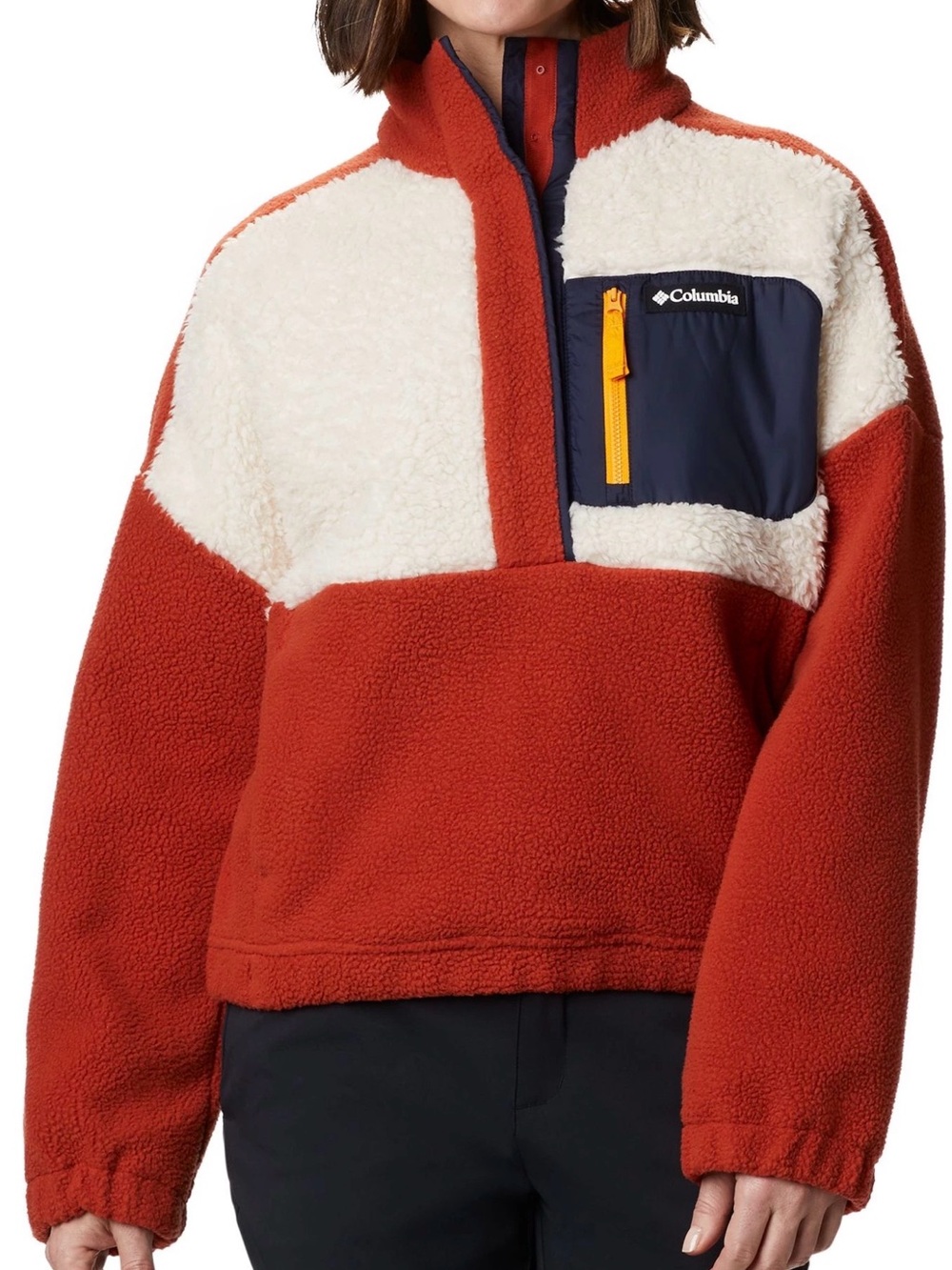 Columbia -Lodge Full-Zip Sherpa Pullover in Dark Sienna M
